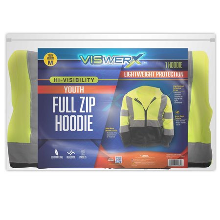 VISWERX Hi-Vis Full Zip Hoodie Childrens M 127-22082